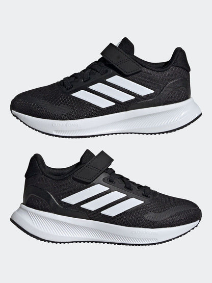 adidas Black/White Runfalcon 5 Elastic Lace Running Kids Trainers image 5