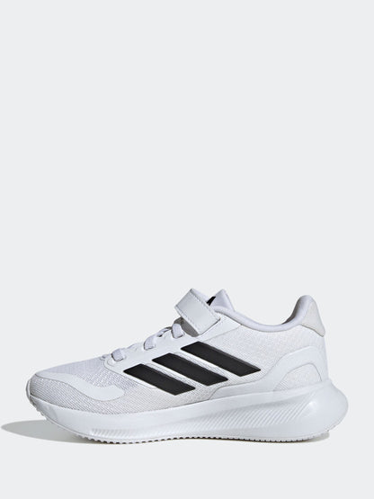 adidas White/Black Runfalcon 5 Elastic Lace Running Kids Trainers image 2