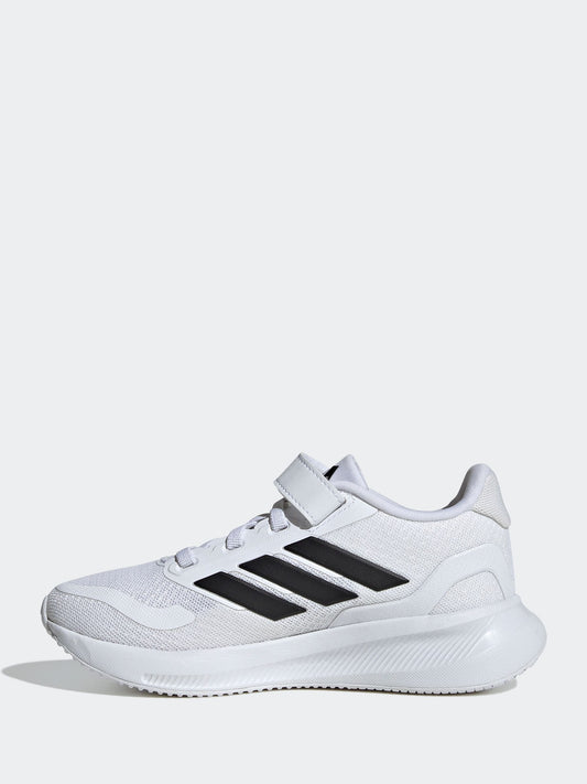 adidas White/Black Runfalcon 5 Elastic Lace Running Kids Trainers image 2