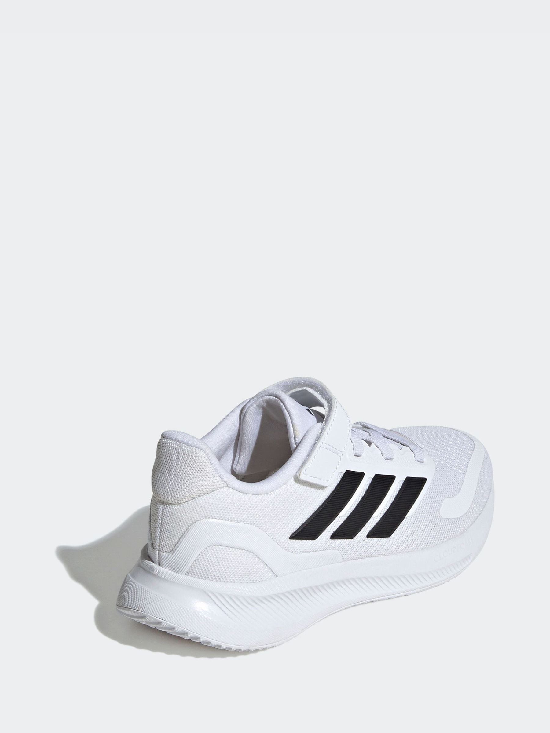 adidas White/Black Runfalcon 5 Elastic Lace Running Kids Trainers image 4