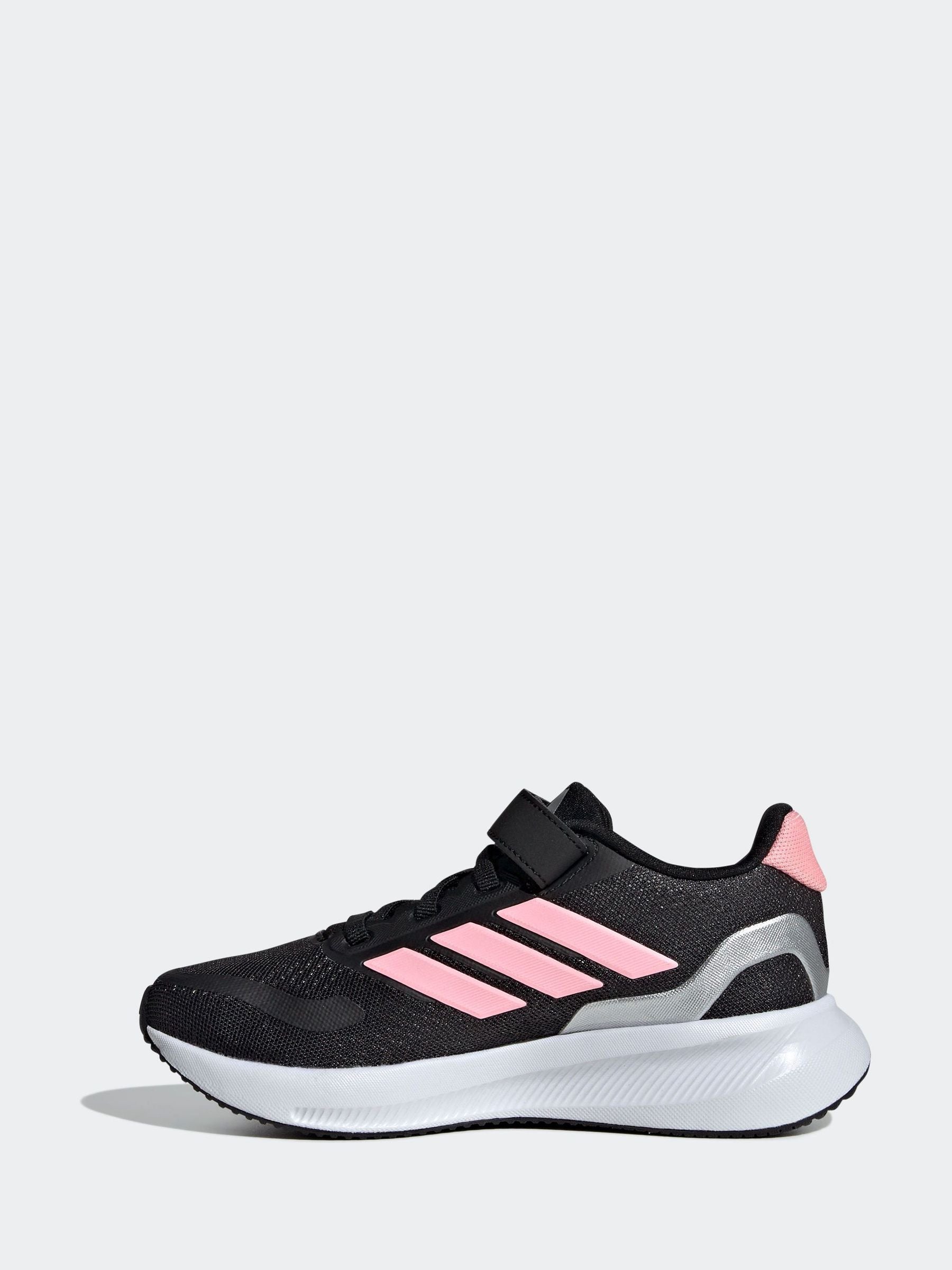 adidas Black/Pink Runfalcon 5 Elastic Lace Running Kids Trainers image 5