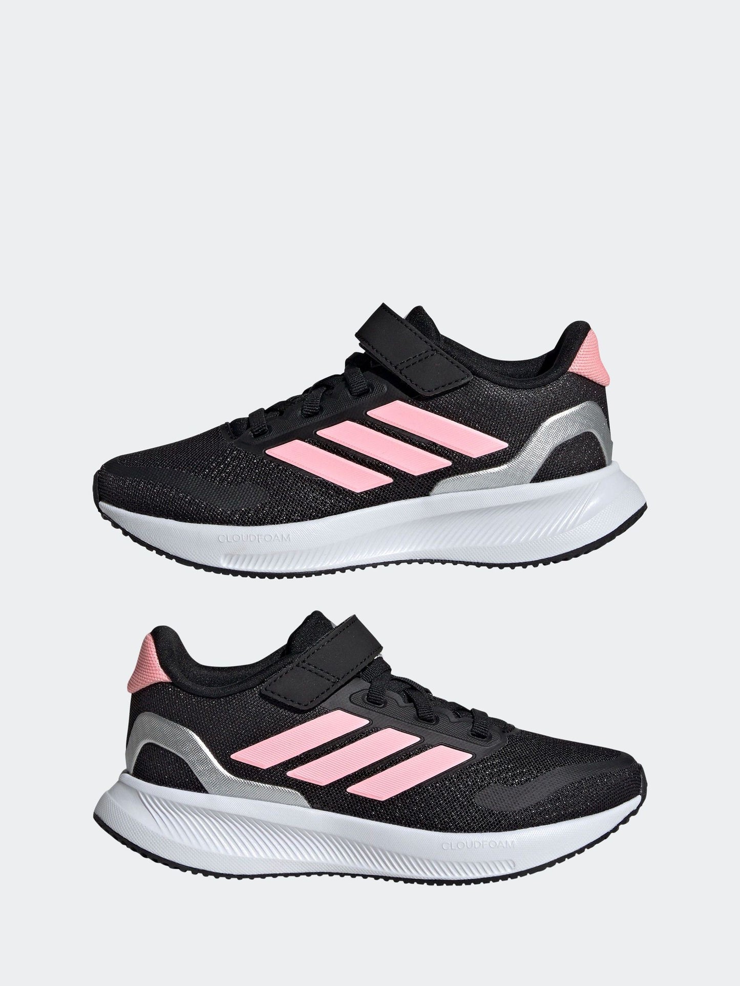 adidas Black/Pink Runfalcon 5 Elastic Lace Running Kids Trainers image 9