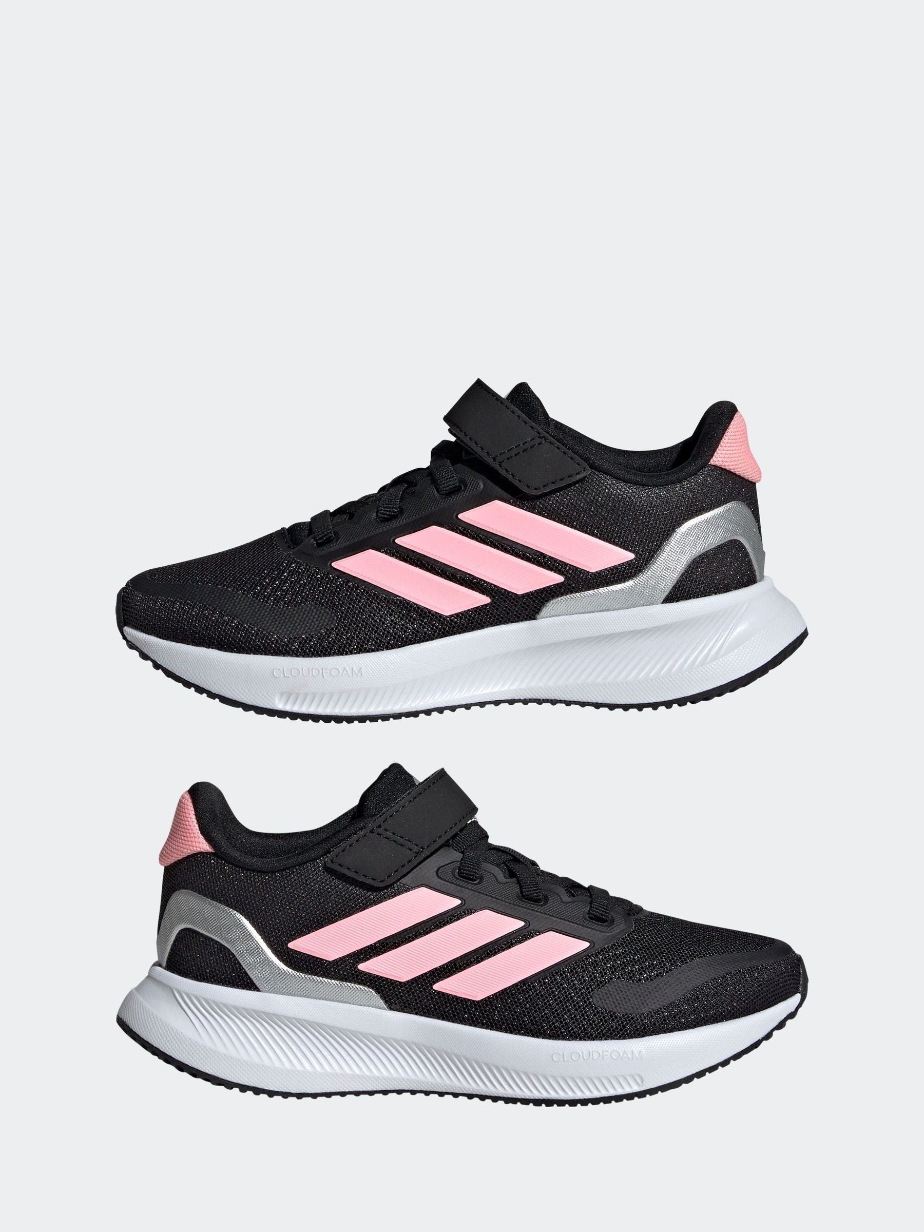 adidas Black/Pink Runfalcon 5 Elastic Lace Running Kids Trainers image 9