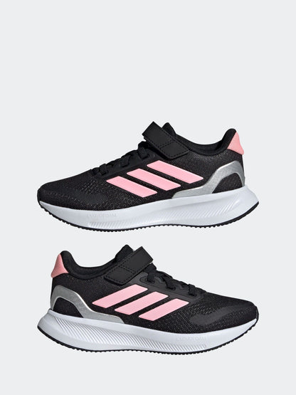 adidas Black/Pink Runfalcon 5 Elastic Lace Running Kids Trainers image 9