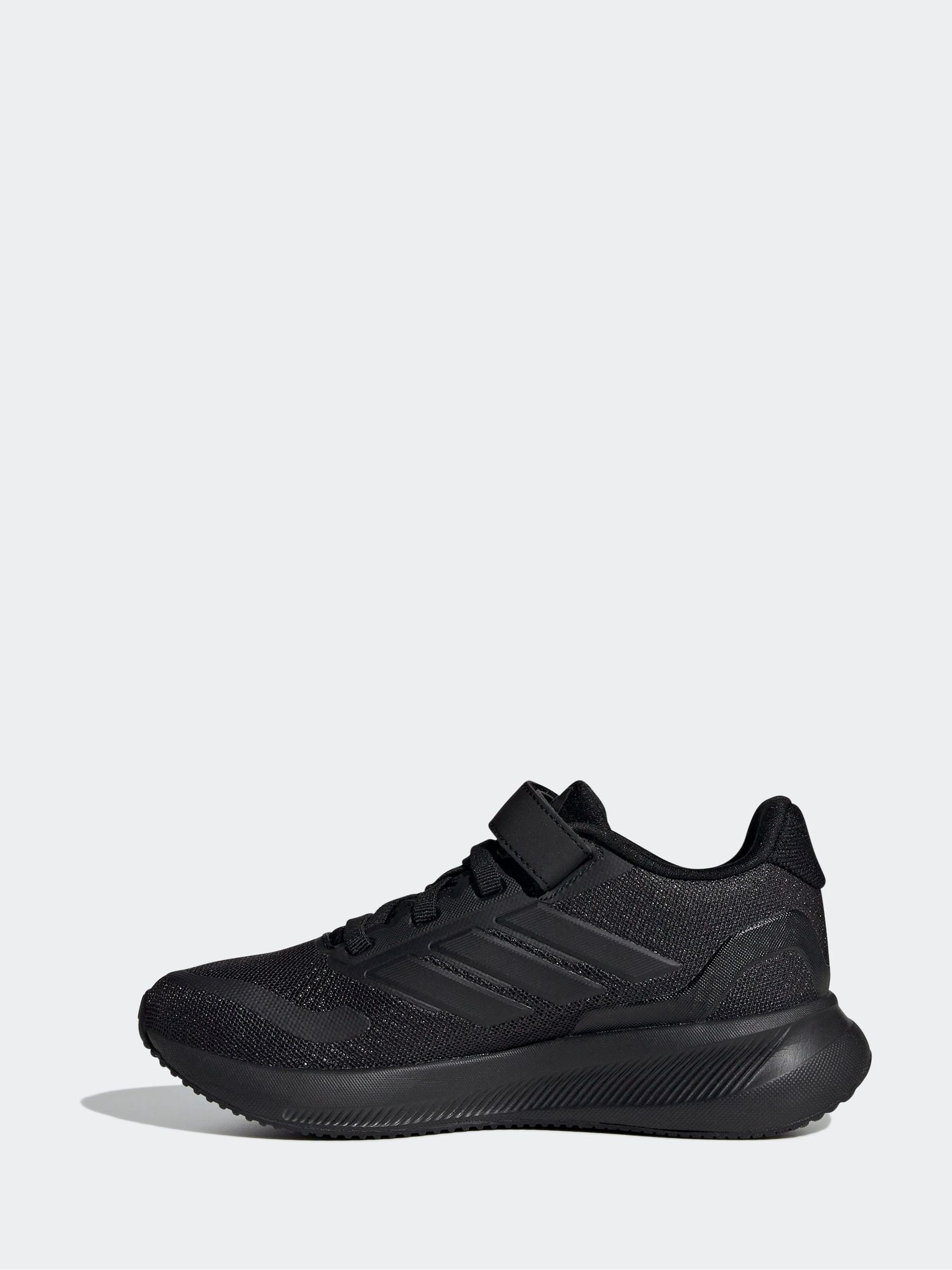 adidas Black Runfalcon 5 Elastic Lace Running Kids Trainers image 2
