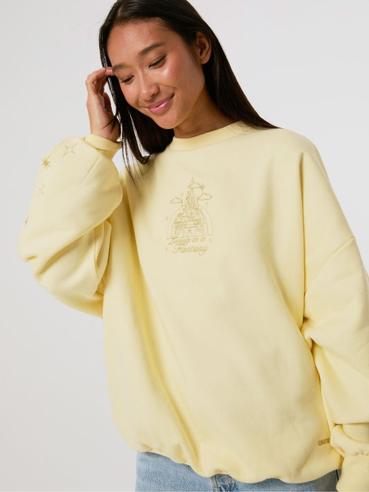 Skinnydip Yellow Disney Embroidered Castle Sweatshirt - image 1