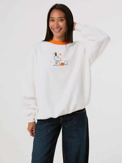 Skinnydip White Peanuts x Skinnydip Scream Team Sweatshirt in Ecru - image 3