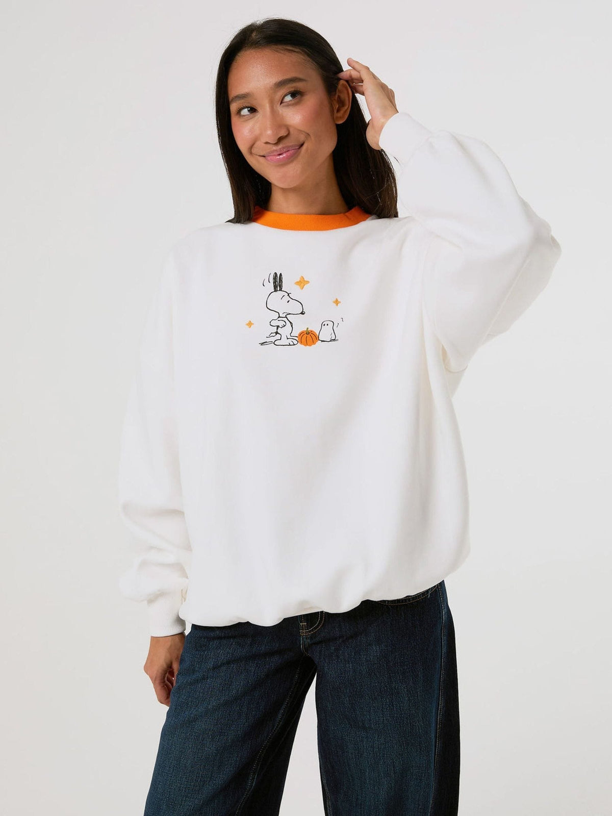 Skinnydip White Peanuts x Skinnydip Scream Team Sweatshirt in Ecru - image 6