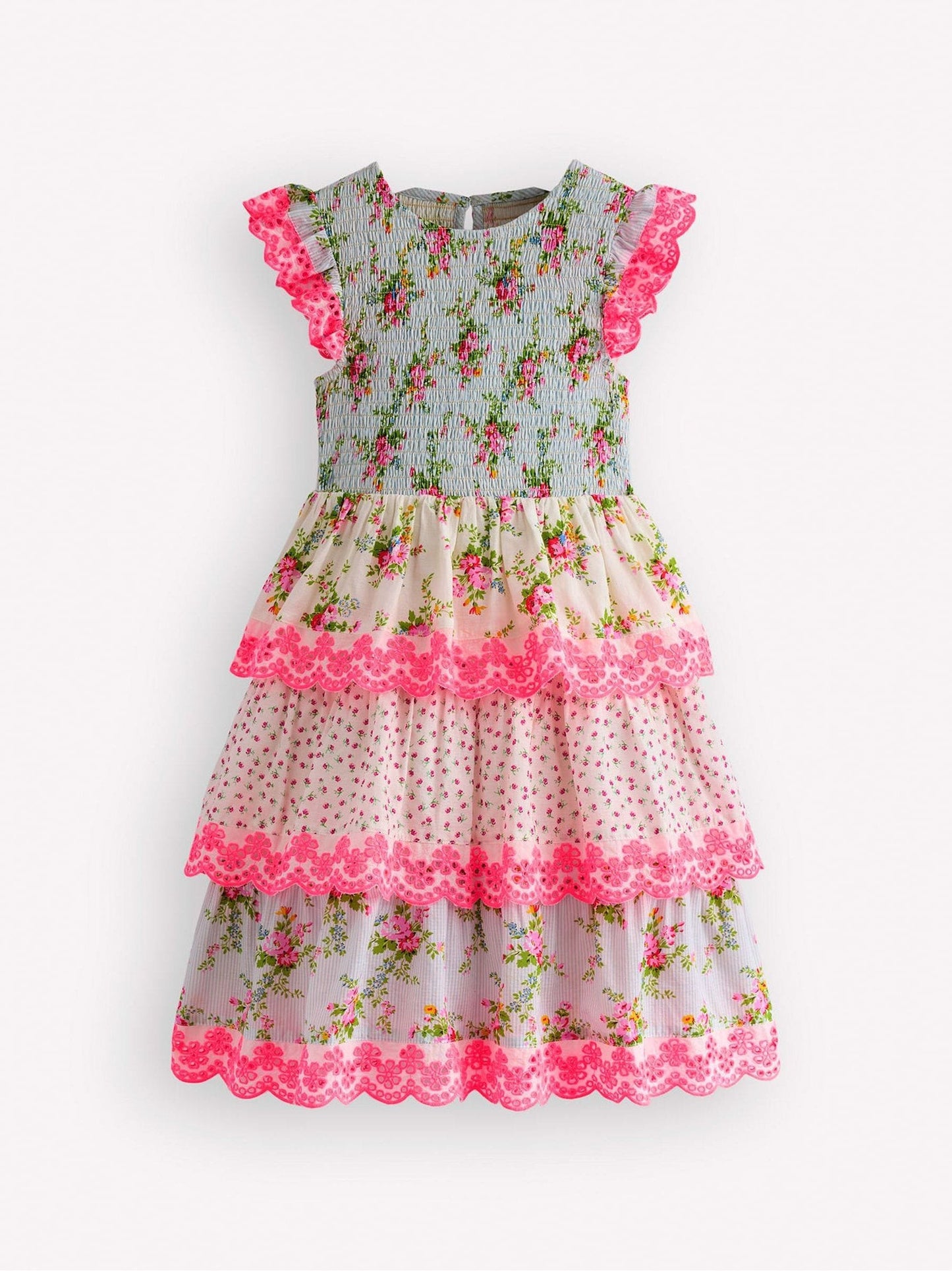 Boden Pink Tiered Lace Trim Dress image 1