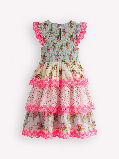 Boden Pink Tiered Lace Trim Dress image 2