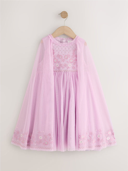 Lilac Purple Lilac Mesh Cape Dress (3-16yrs) - image 1