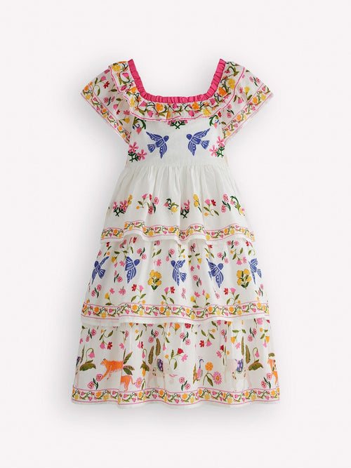 Dsiney Kidz - Boden Cream Tiered Ruffle Woven Dress image 1