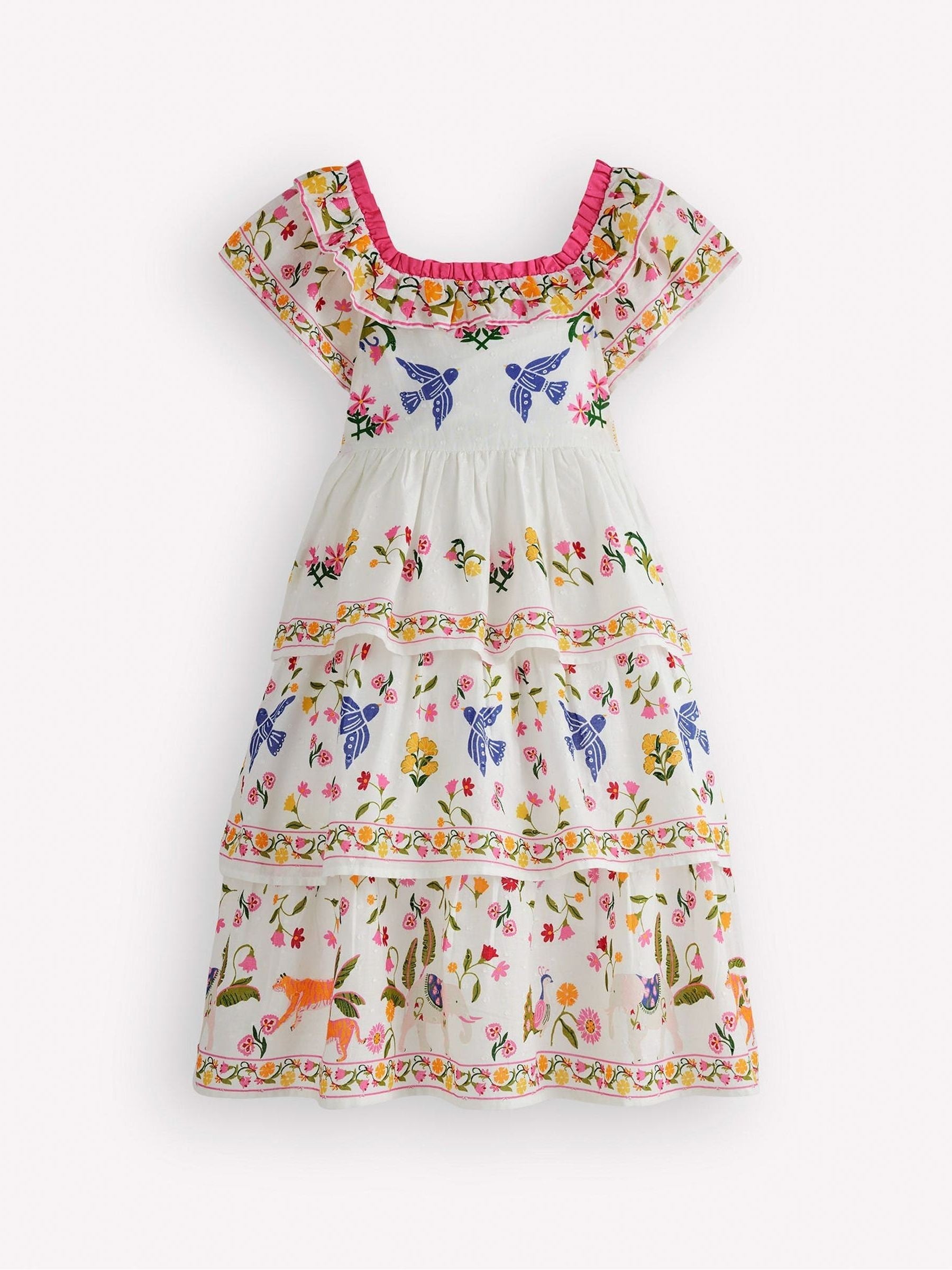 Boden Cream Tiered Ruffle Woven Dress image 1