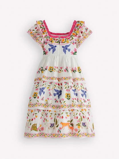 Boden Cream Tiered Ruffle Woven Dress image 2