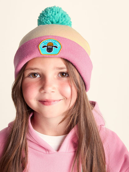 Tog 24 Pink Beulah Shaun the Sheep Kids Knitted Beanie Pom Pom Hat - image 2
