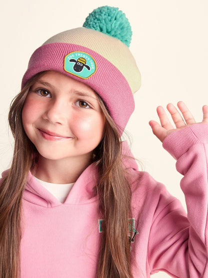 Tog 24 Pink Beulah Shaun the Sheep Kids Knitted Beanie Pom Pom Hat - image 3