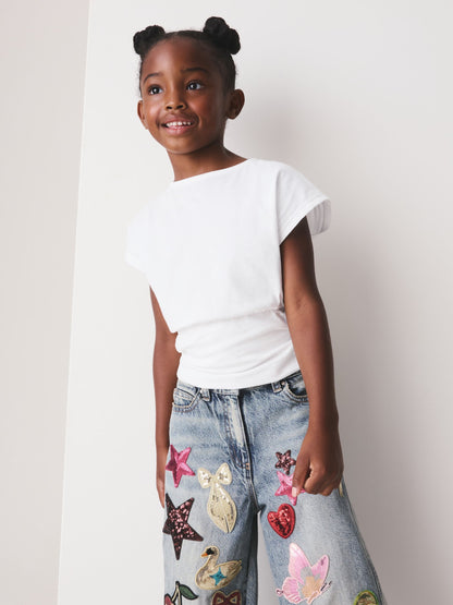 Dsiney Kidz - White Short Sleeve Cinched T-Shirt (3-16yrs) image 1