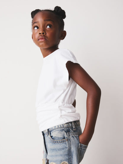 Dsiney Kidz - White Short Sleeve Cinched T-Shirt (3-16yrs) image 3