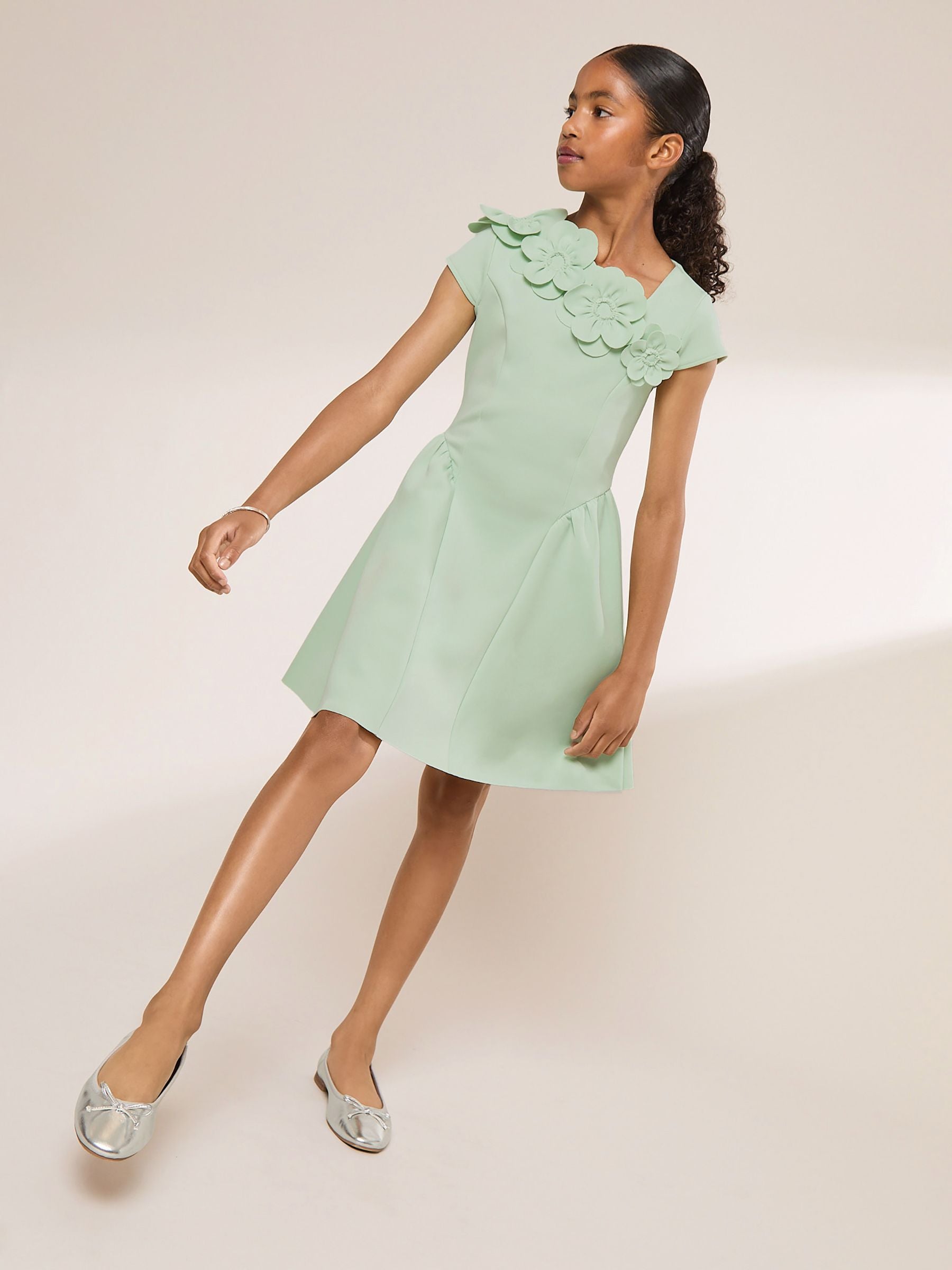 Dsiney Kidz - Lipsy Sage Green Corsage Scuba Dress (5-16yrs) image 1