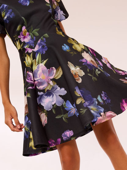 Lipsy Black Puff Sleeve Floral Scuba Dress (5-16yrs) - image 4