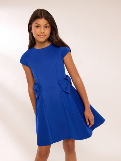 Dsiney Kidz - Lipsy Cobalt Blue Scuba Bow Mini Dress (5-16yrs) image 4