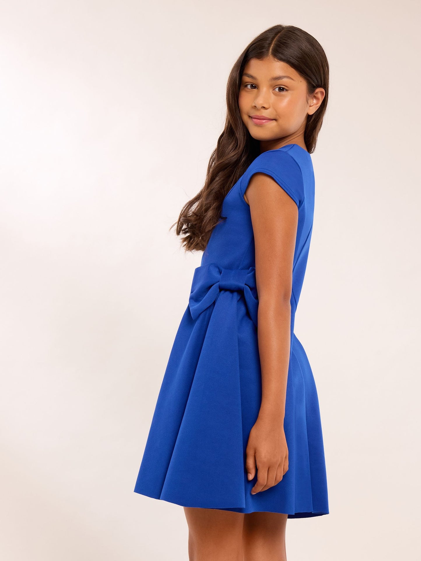 Dsiney Kidz - Lipsy Cobalt Blue Scuba Bow Mini Dress (5-16yrs) image 5