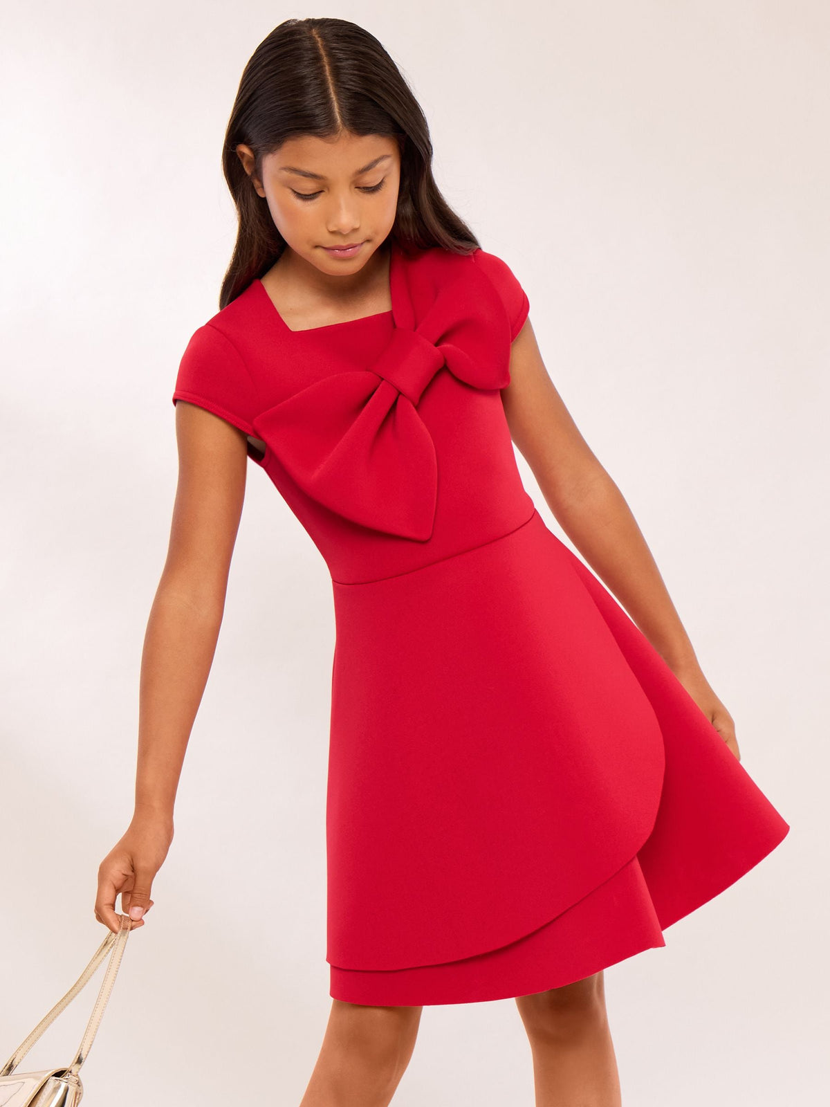 Lipsy Red Statement Bow Scuba Dress (5-16yrs) - image 1
