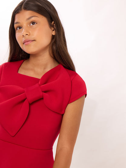 Lipsy Red Statement Bow Scuba Dress (5-16yrs) - image 3