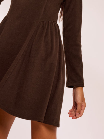 Dsiney Kidz - Lipsy Chocolate Brown Knit Long Sleeve Seamed Dress (5-16yrs) image 3