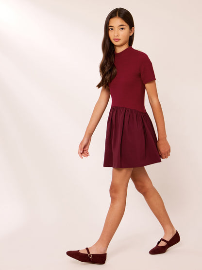 Dsiney Kidz - Lipsy Burgundy Red Military Button 2-in-1 Dress (5-16yrs) image 4