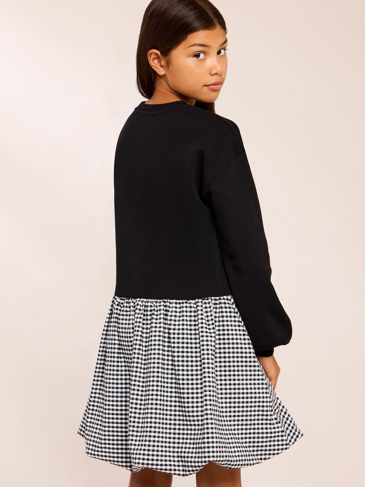 Dsiney Kidz - Lipsy Black Paris 2-in-1 Gingham Sweat Dress (5-14yrs) image 5