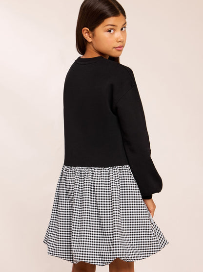 Dsiney Kidz - Lipsy Black Paris 2-in-1 Gingham Sweat Dress (5-14yrs) image 5