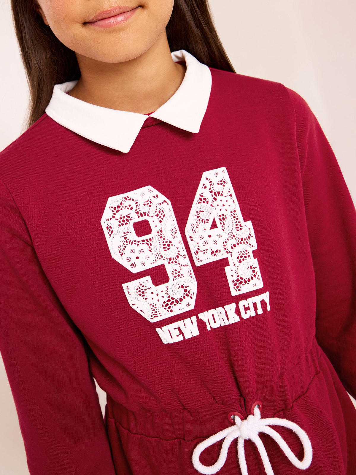 Dsiney Kidz - Lipsy Red Varsity Sweat Dress (5-14yrs) image 2