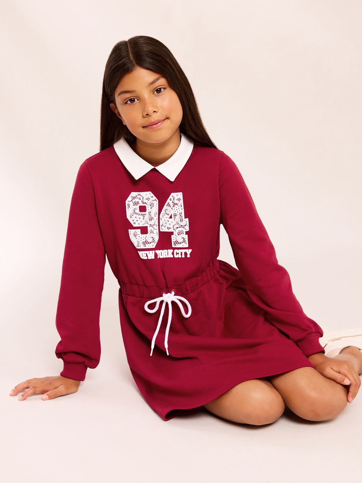 Dsiney Kidz - Lipsy Red Varsity Sweat Dress (5-14yrs) image 4