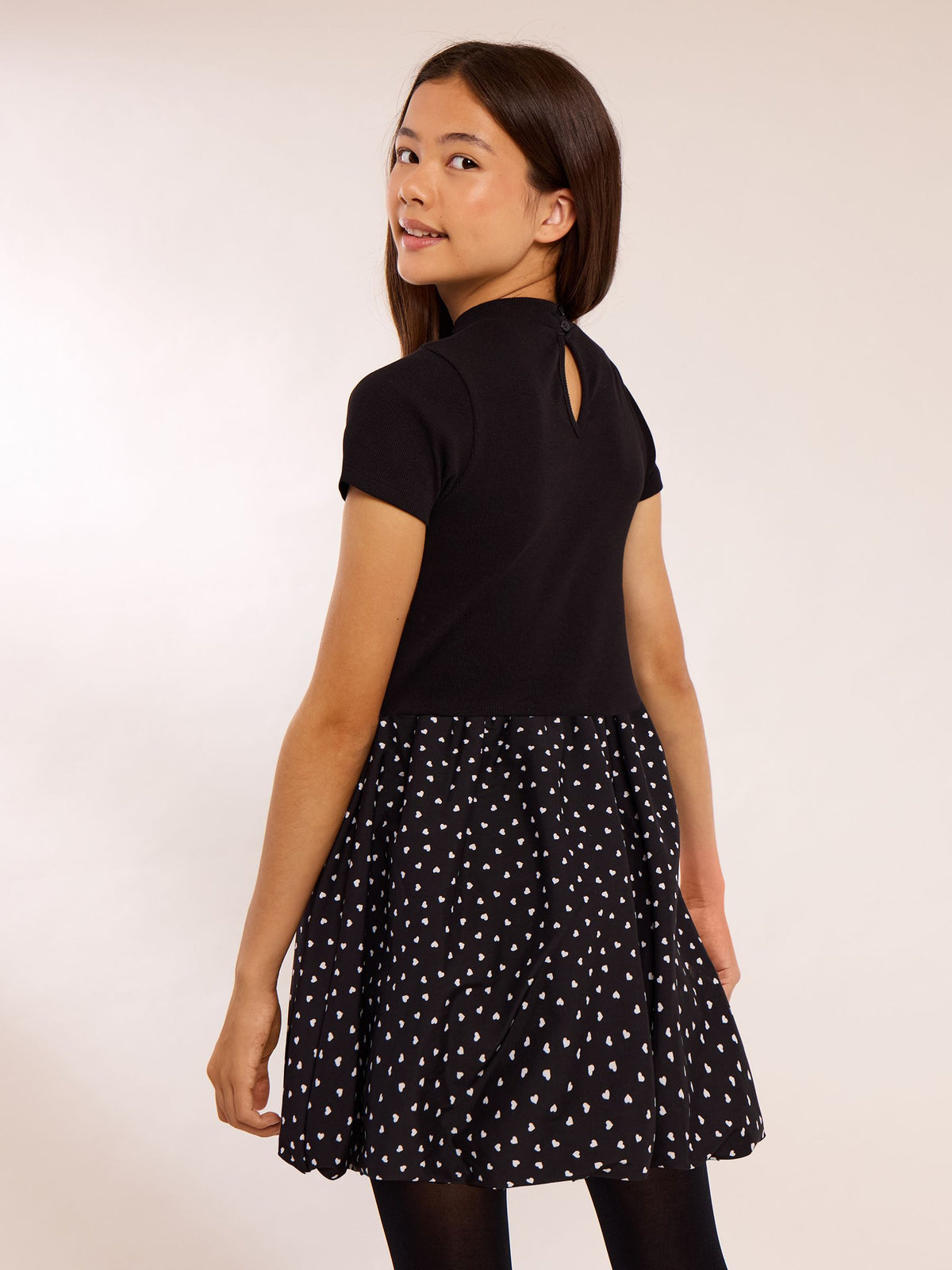 Dsiney Kidz - Lipsy Black Heart Spot Short Sleeve 2-in-1 Puffball Dress (5-16yrs) image 4