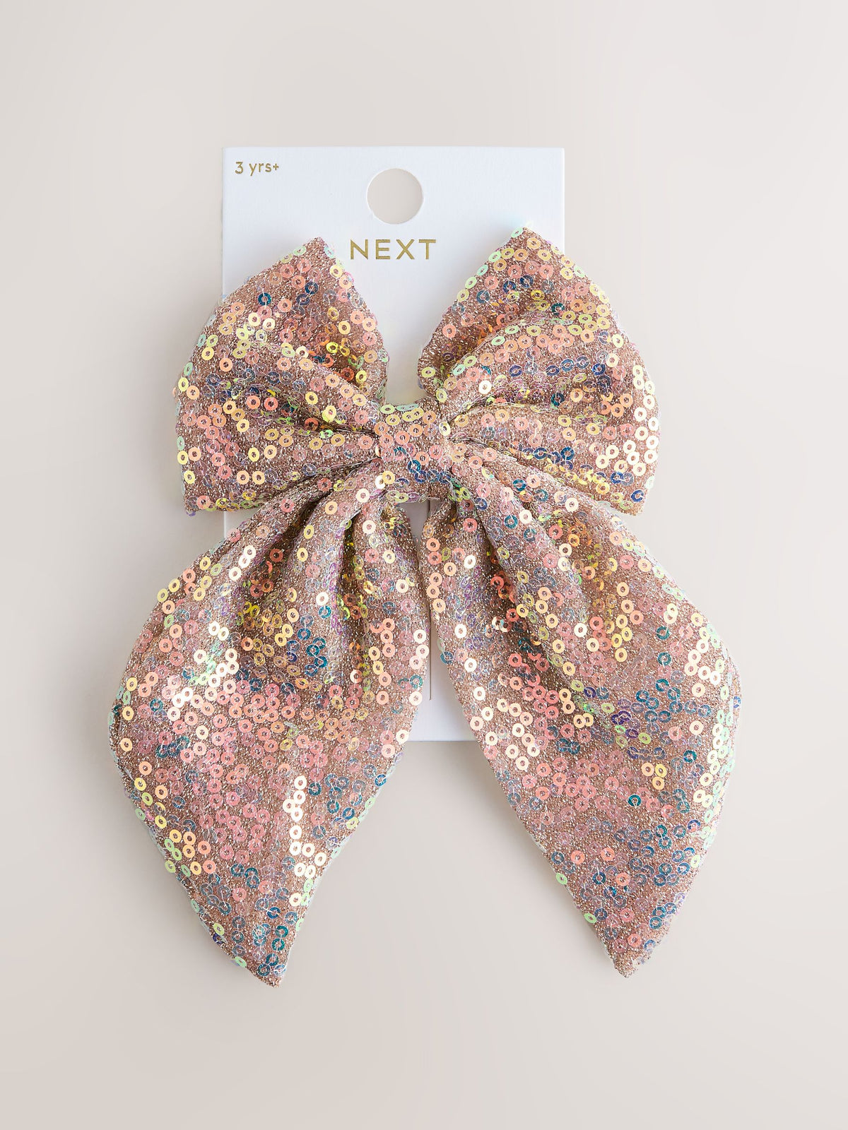 Gold/Pink Sequin Bow Clip - image 3