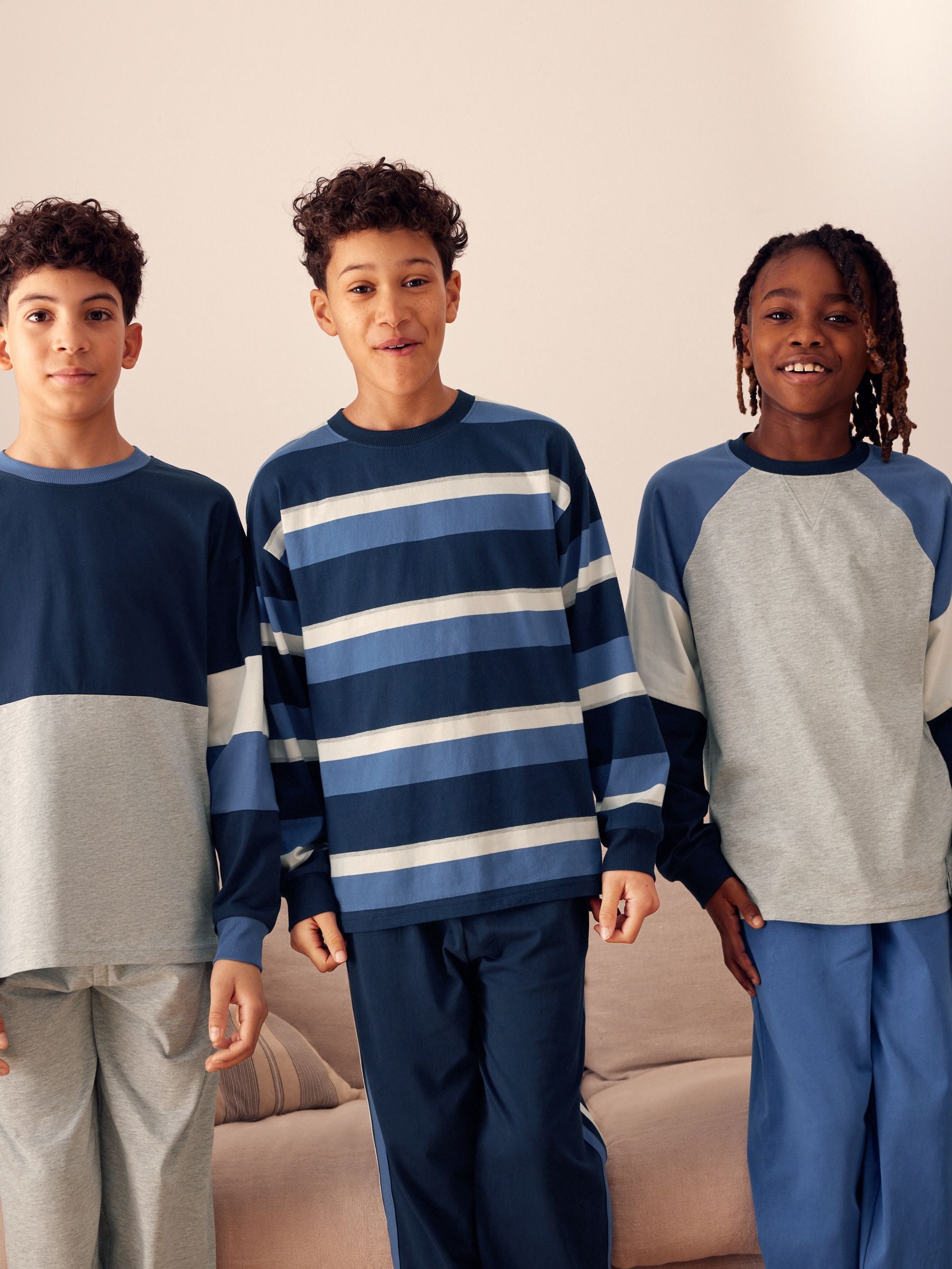 Blue/Navy/Grey 3 Pack Jogger Pyjamas (3-16yrs) image 3