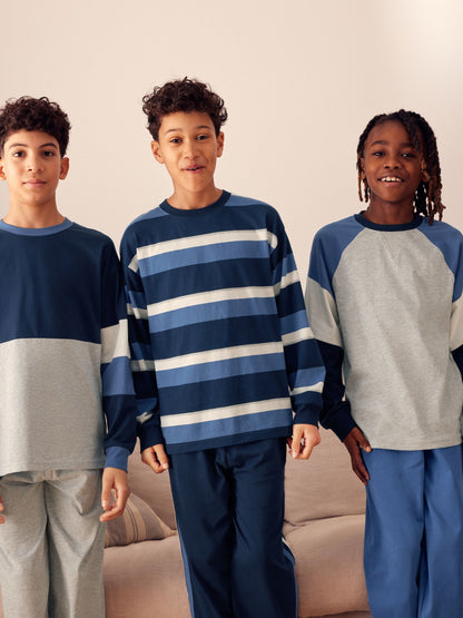 Blue/Navy/Grey 3 Pack Jogger Pyjamas (3-16yrs) image 3