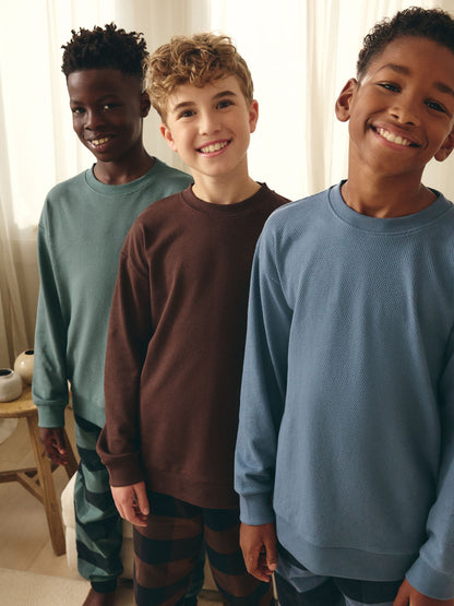 Blue/Green/Brown Woven Check Pyjamas 3 Pack (3-16yrs) image 5