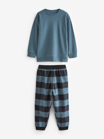 Blue/Green/Brown Woven Check Pyjamas 3 Pack (3-16yrs) image 8