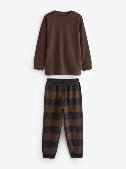 Blue/Green/Brown Woven Check Pyjamas 3 Pack (3-16yrs) image 9