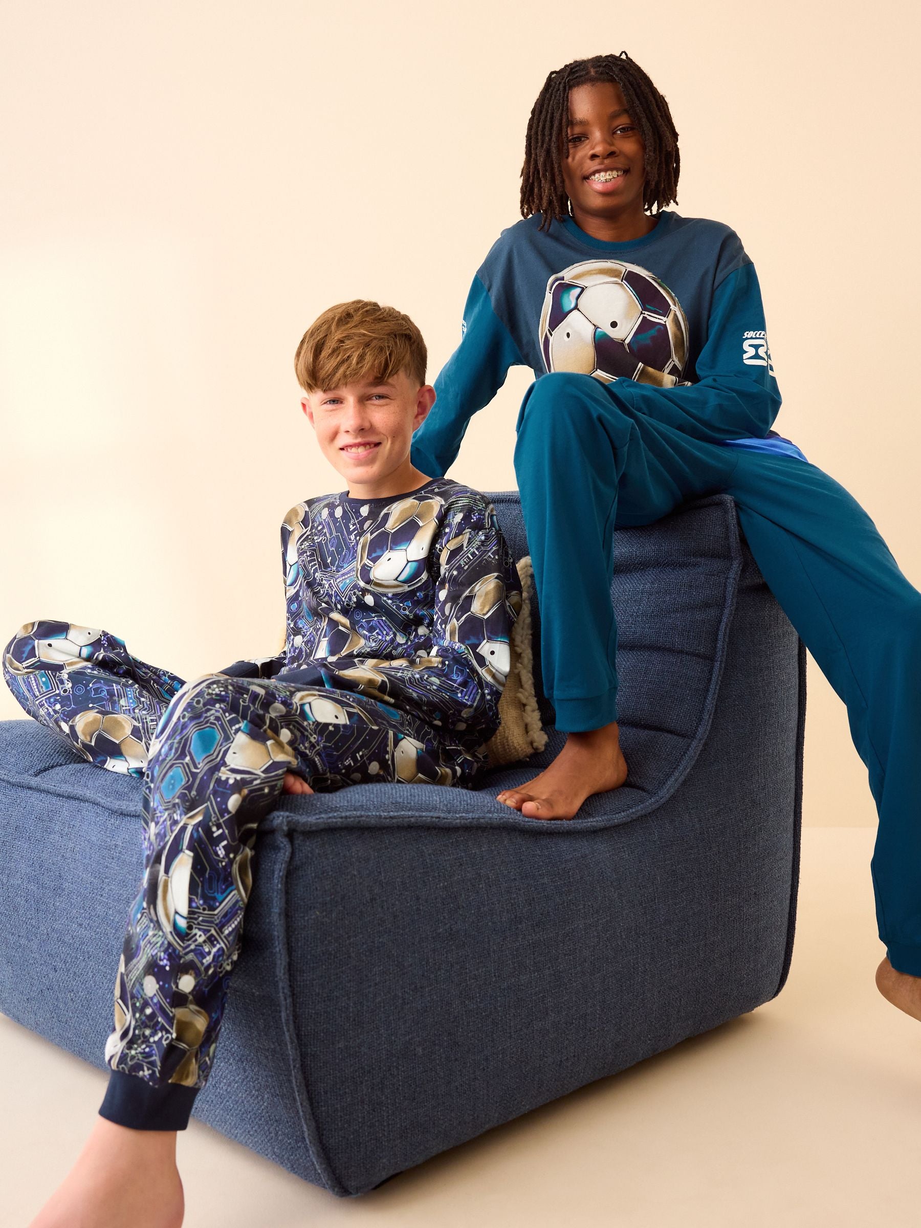 Blue Football Long Sleeve Pyjamas 2 Pack (3-16yrs) image 3