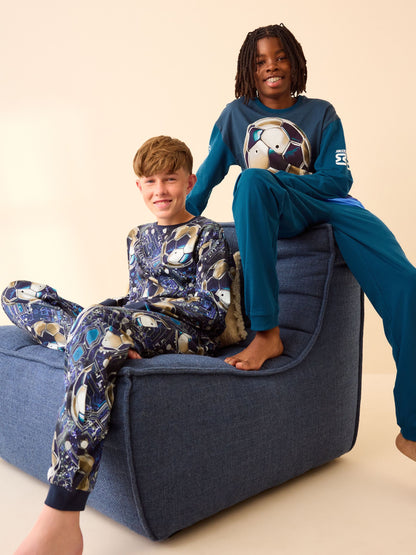 Blue Football Long Sleeve Pyjamas 2 Pack (3-16yrs) image 3