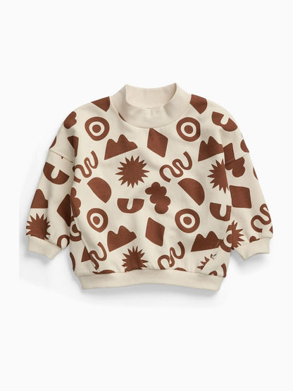 KIDLY by MORI Brown Supersoft All Over Print Sweatshirt