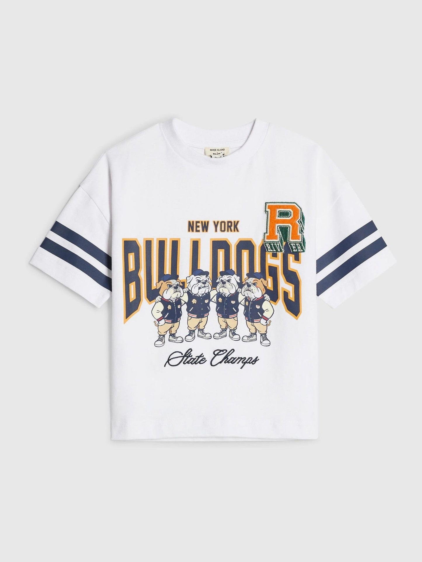 Dsiney Kidz - River Island White Oversized Bulldog New York T-Shirt image 1