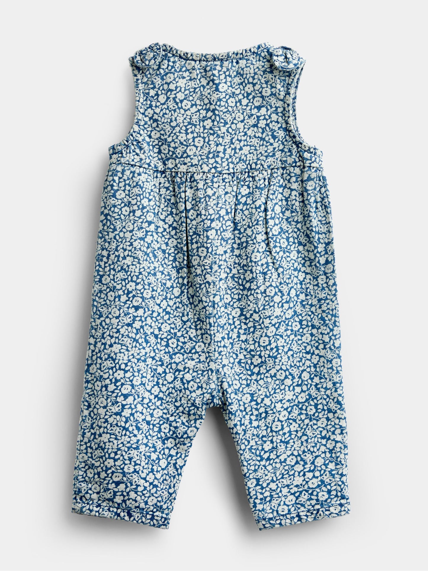 Dsiney Kidz - JoJo Maman Bébé Light Wash Denim Blue Floral Printed Dungaree image 3