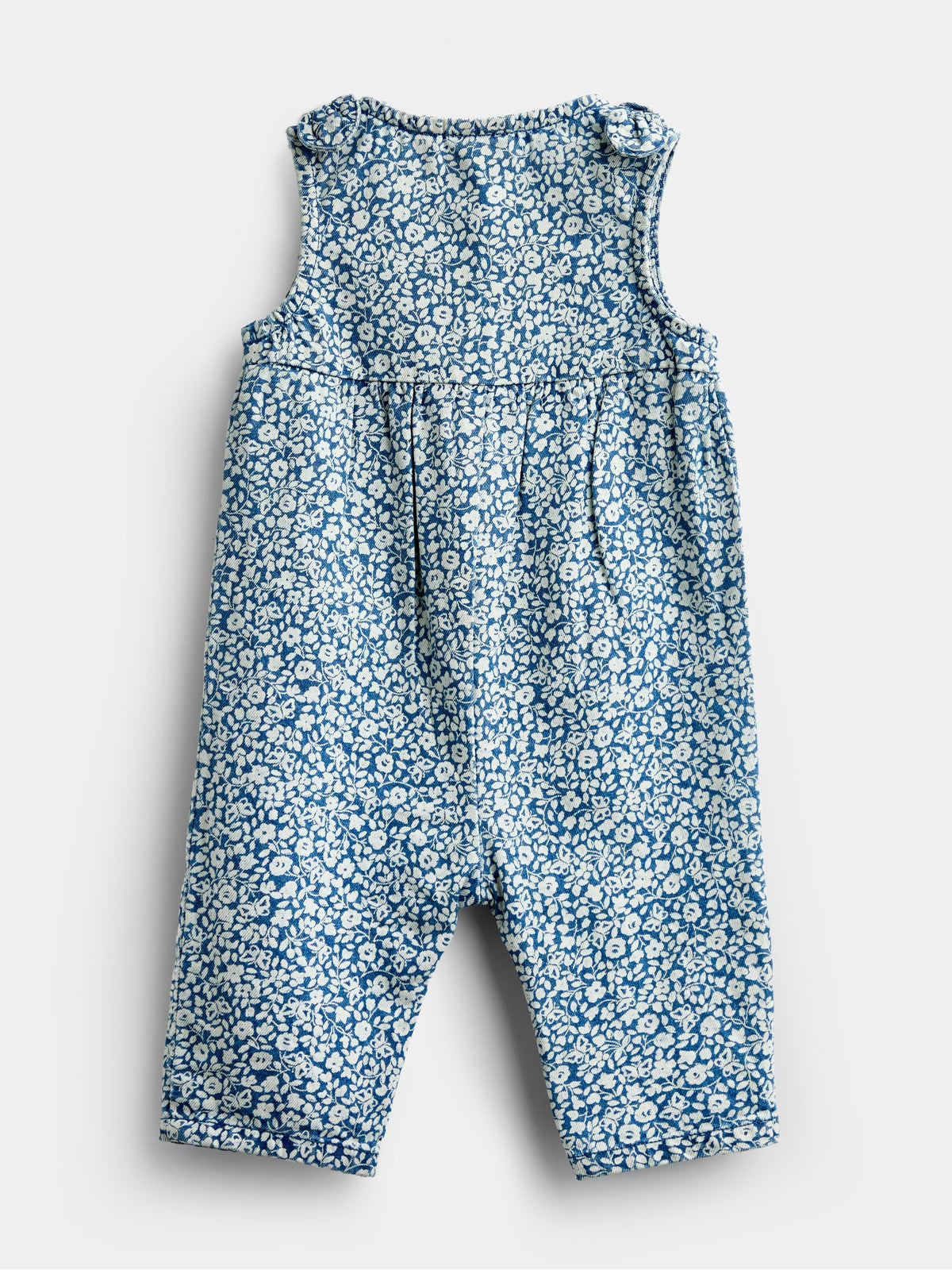 Dsiney Kidz - JoJo Maman Bébé Light Wash Denim Blue Floral Printed Dungaree image 3