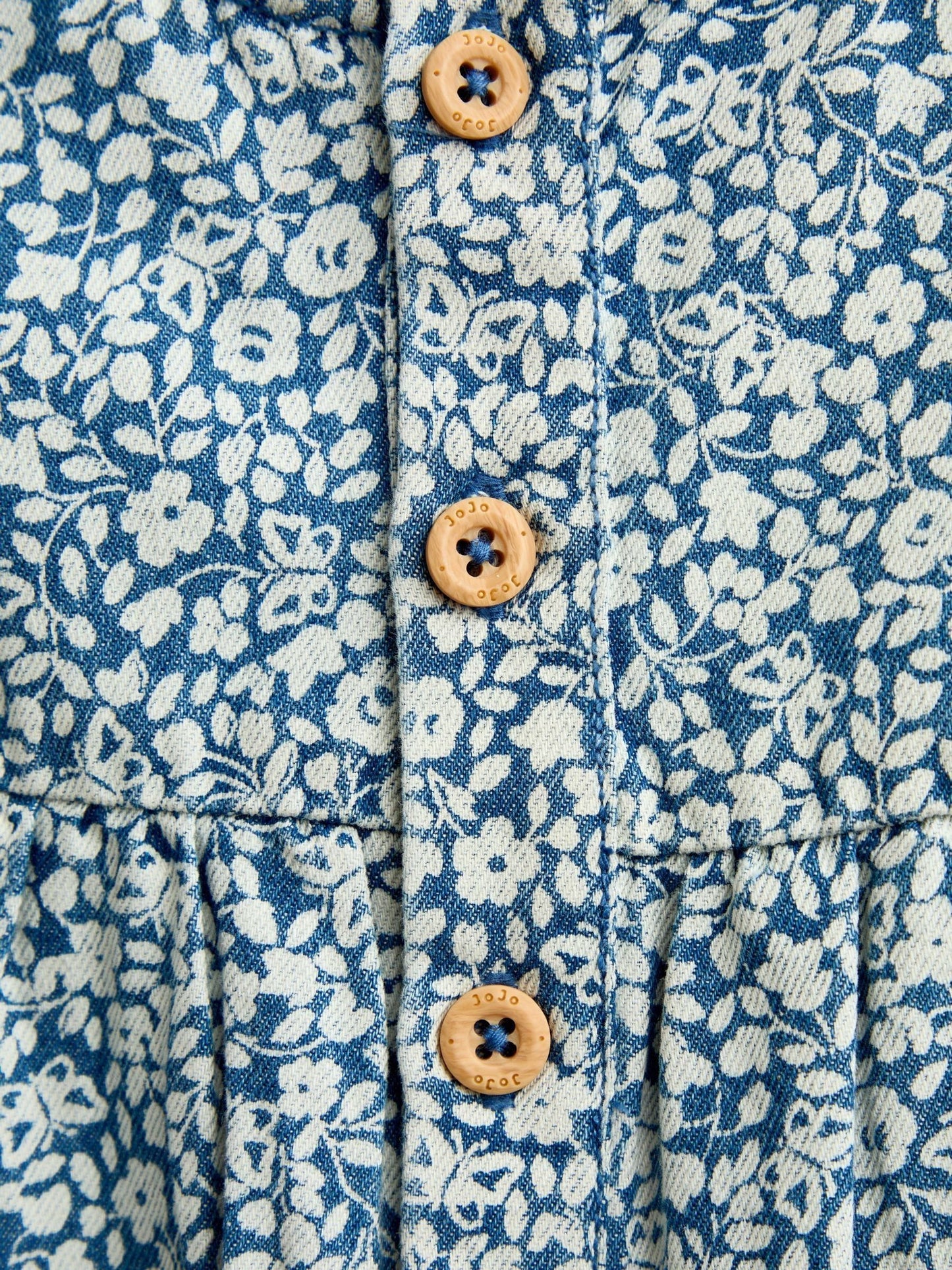 Dsiney Kidz - JoJo Maman Bébé Light Wash Denim Blue Floral Printed Dungaree image 5