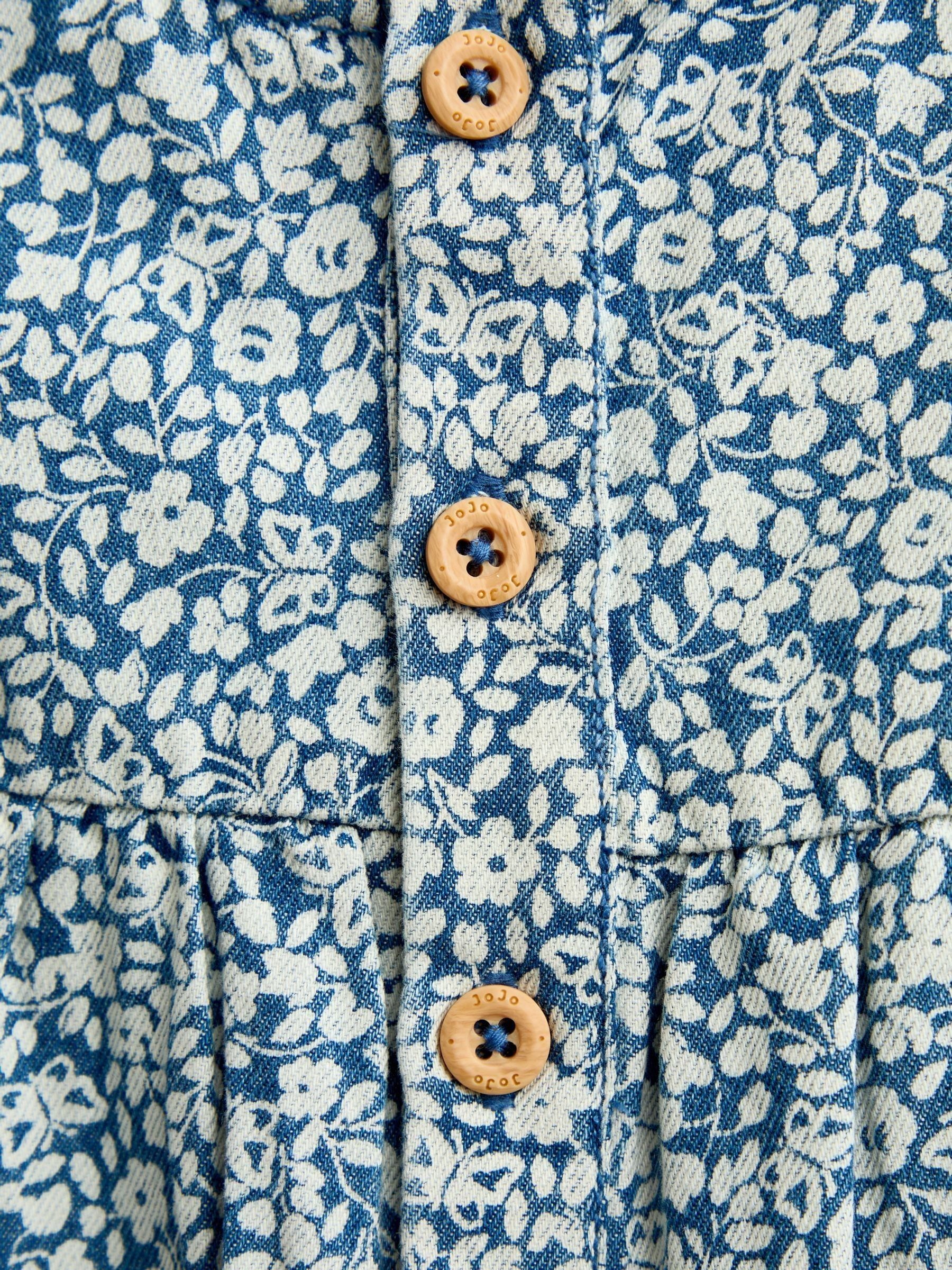 Dsiney Kidz - JoJo Maman Bébé Light Wash Denim Blue Floral Printed Dungaree image 5