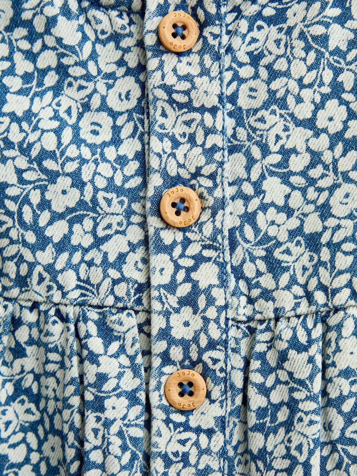 Dsiney Kidz - JoJo Maman Bébé Light Wash Denim Blue Floral Printed Dungaree image 5